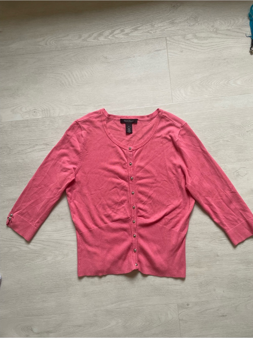 White House Black Market Coral Pink Button-Front Cardigan